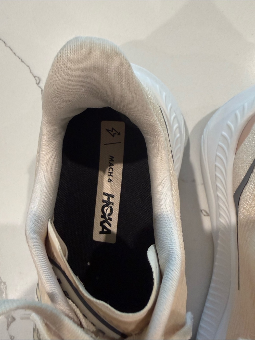 Hoka Mach 6 Women’s Neutral Cream Lace-Up Running Shoes - Picture 2 of 7